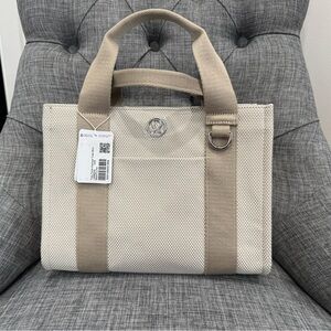 Lululemon Beige Canvas Tote Mini Bag with Neutral Trim - NWT